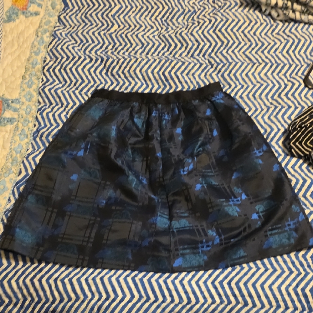 J. Crew Black and Blue A-Line Skirt